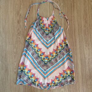 Anthro PaperDoll Halter Top Dress Size S Coral Boho Mandala Gorgeous